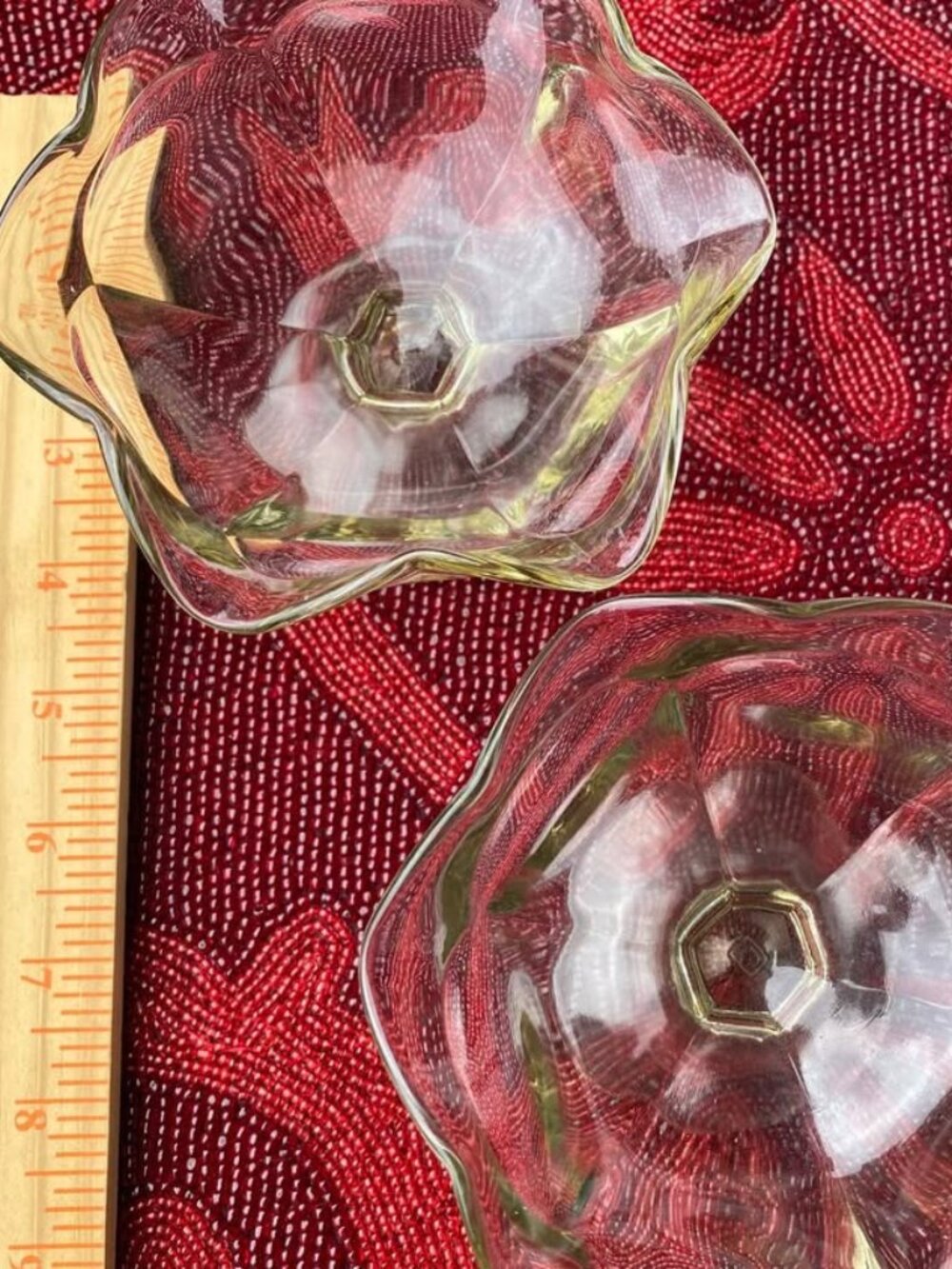 Pretty pale amber vintage glass dessert dishes - set of 8
